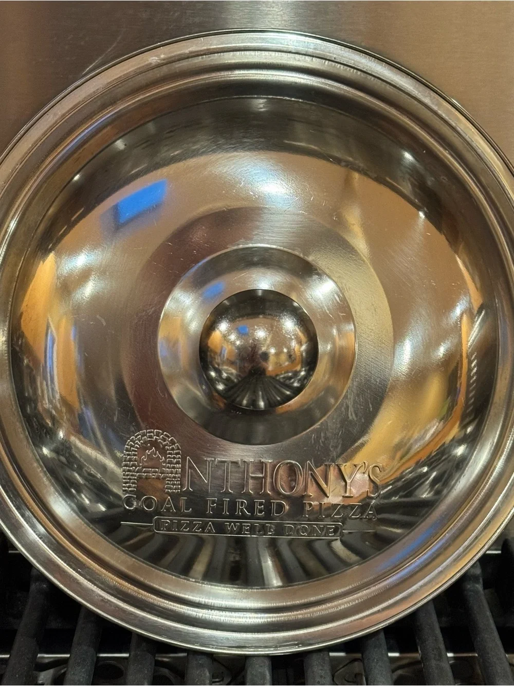 Anthony Coal Fired Pizza: Promo: Stainless Steel Pan 9.5” Lid Only - Silver